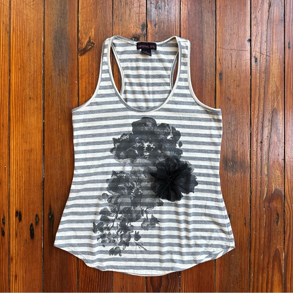 Vintage mid-2000s Material Girl gothic flower long razorback tank Small